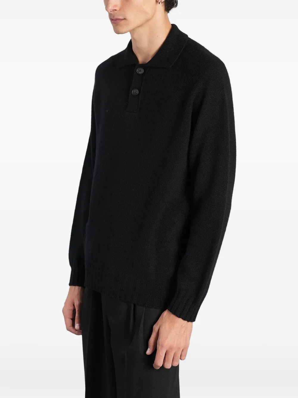 Tagliatore Voltaire long-sleeve knitted polo shirt Zwart
