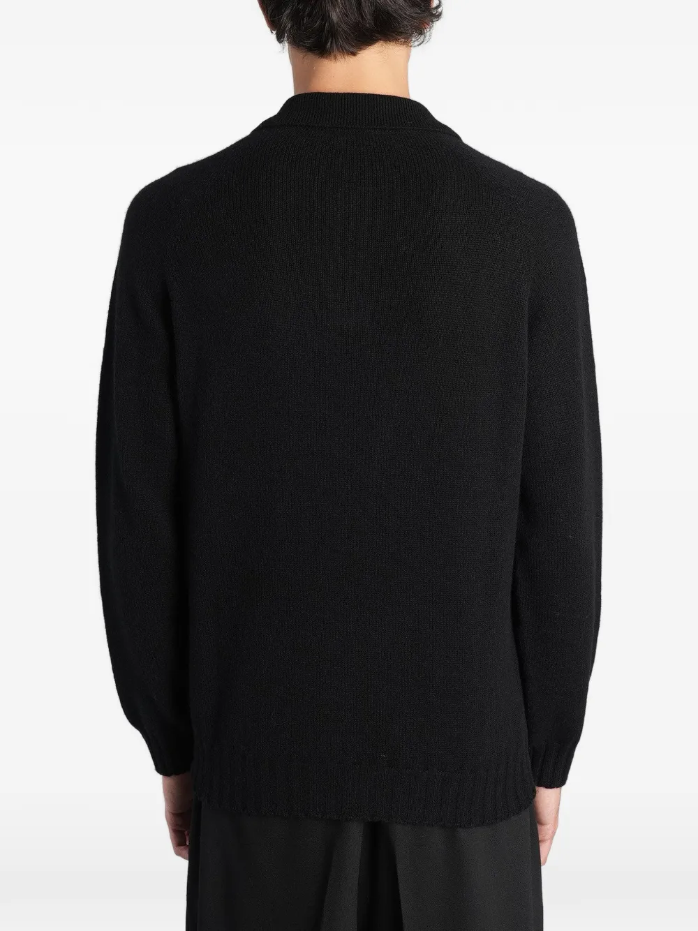 Tagliatore Voltaire long-sleeve knitted polo shirt Zwart