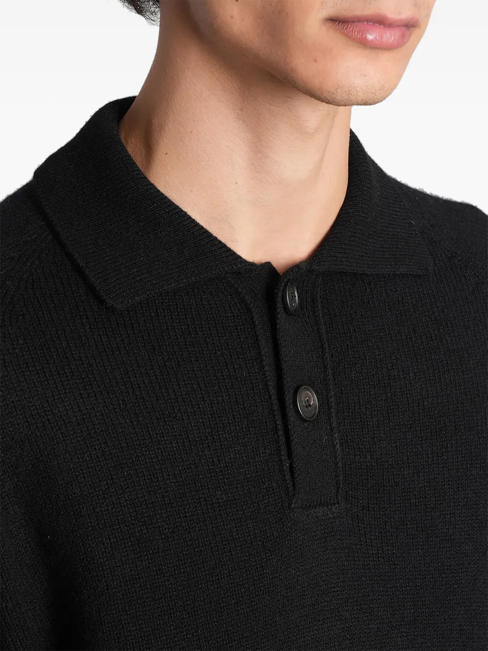 Tagliatore Voltaire long-sleeve knitted polo shirt Zwart
