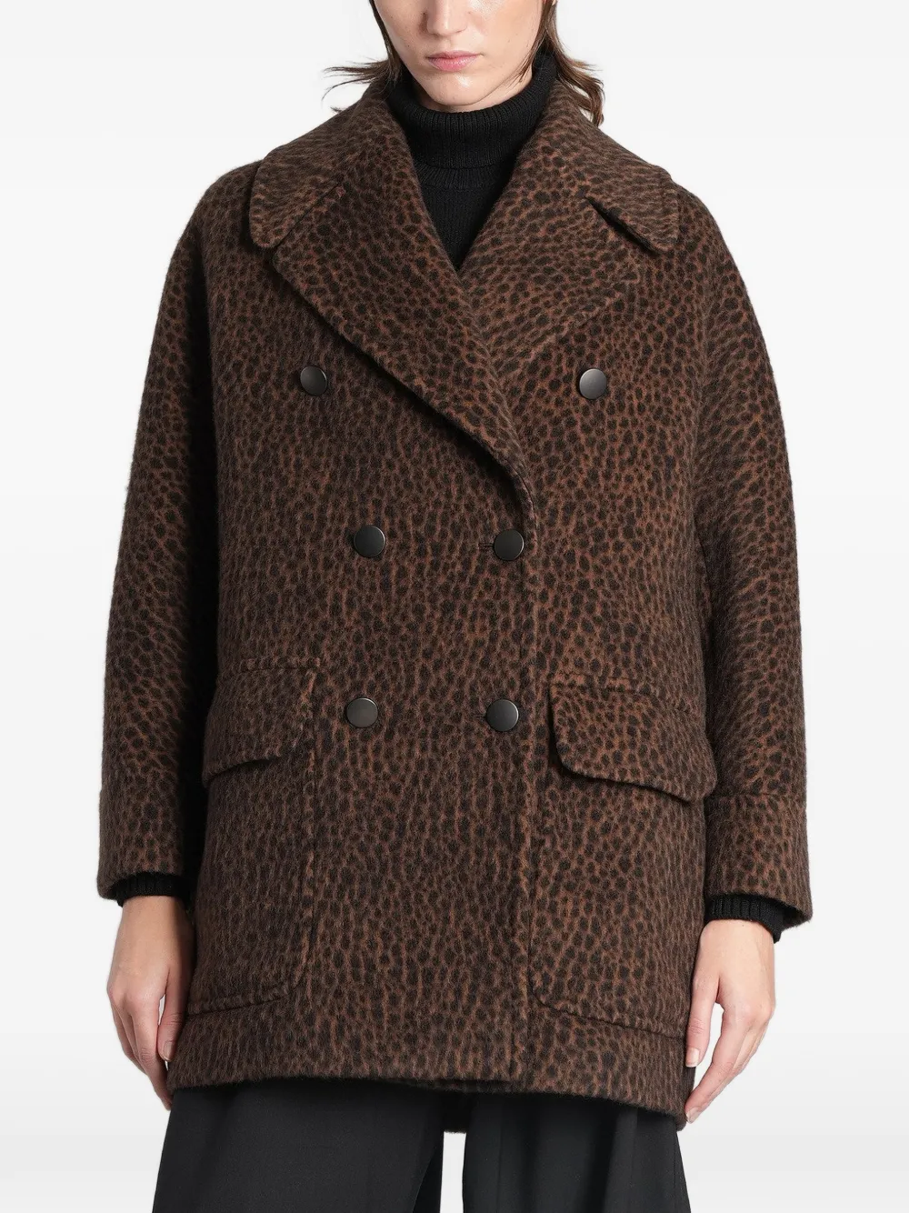 Tagliatore Lilian animalier double-breasted coat - Brown