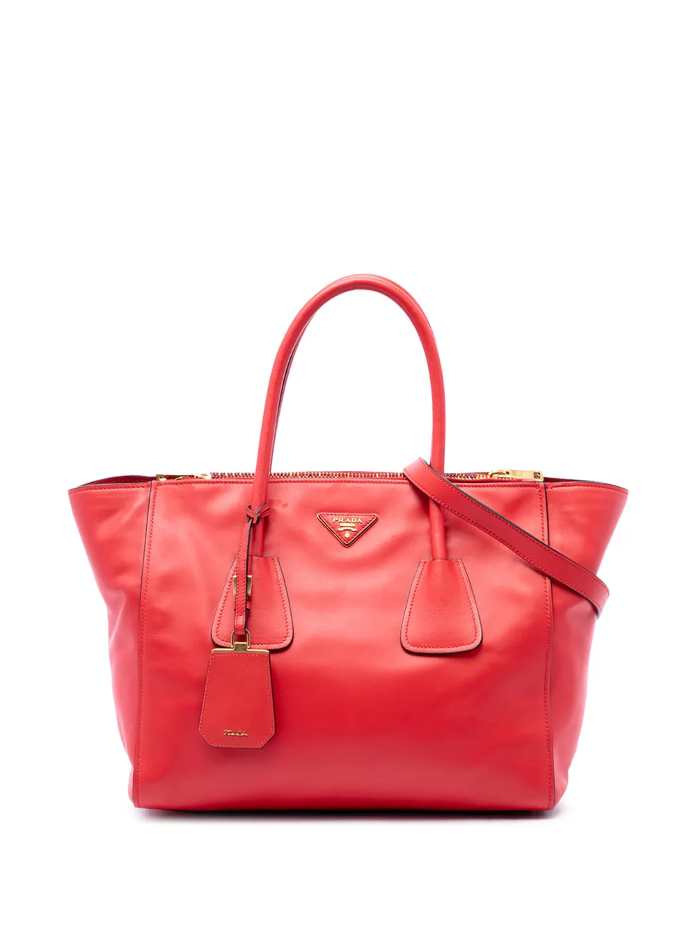 Prada Pre-Owned 2010-2026 Glace Calf Twin Pocket Double Handle satchel - Rosso