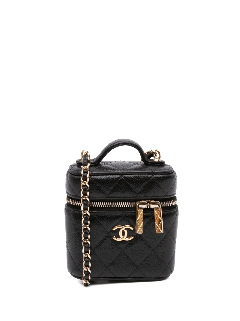 CHANEL Pre-Owned 2021 Mini Caviar Handle with Care Vanity Case satchel - Nero