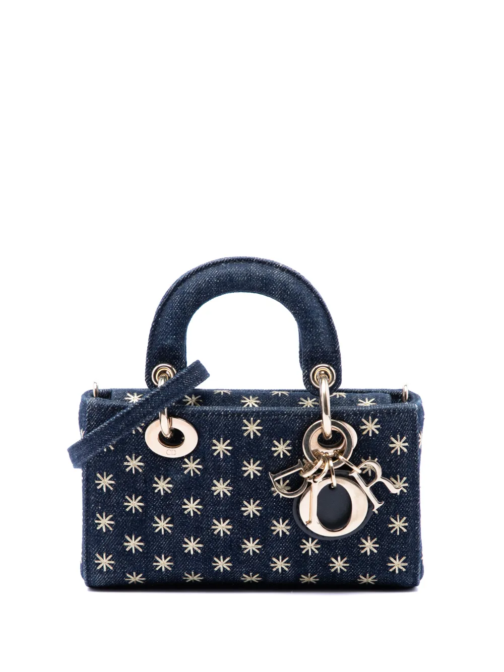 Christian Dior Pre-Owned 2022 Micro Star Embroidered Denim Lady D Joy satchel - Blau
