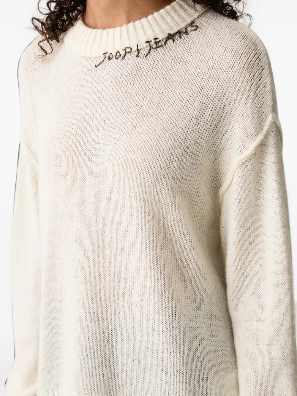 Joop! logo-embroidered ribbed-trim sweater Beige