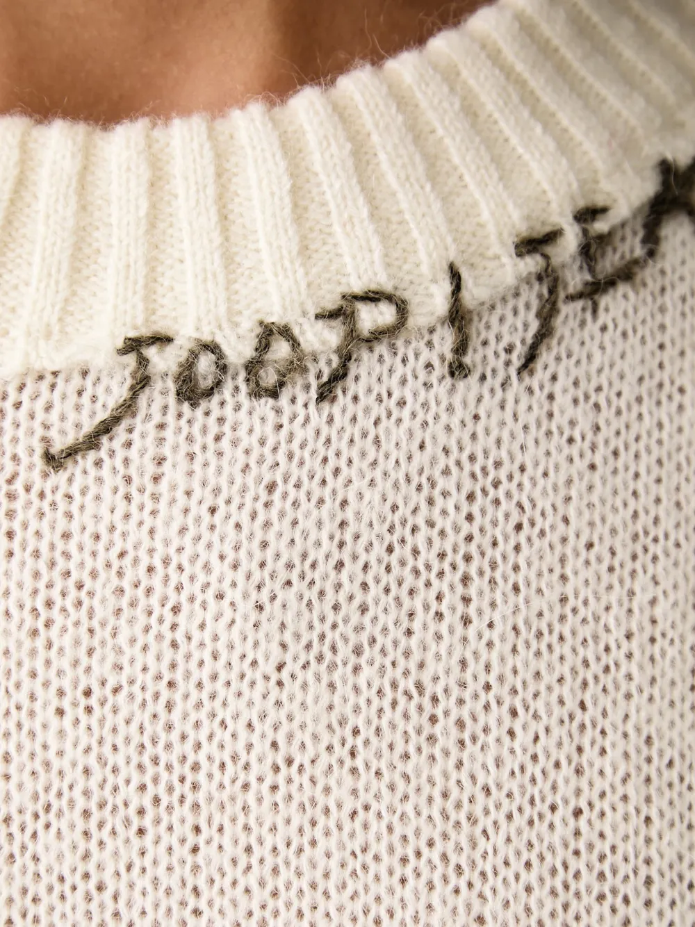 Joop! logo-embroidered ribbed-trim sweater Beige