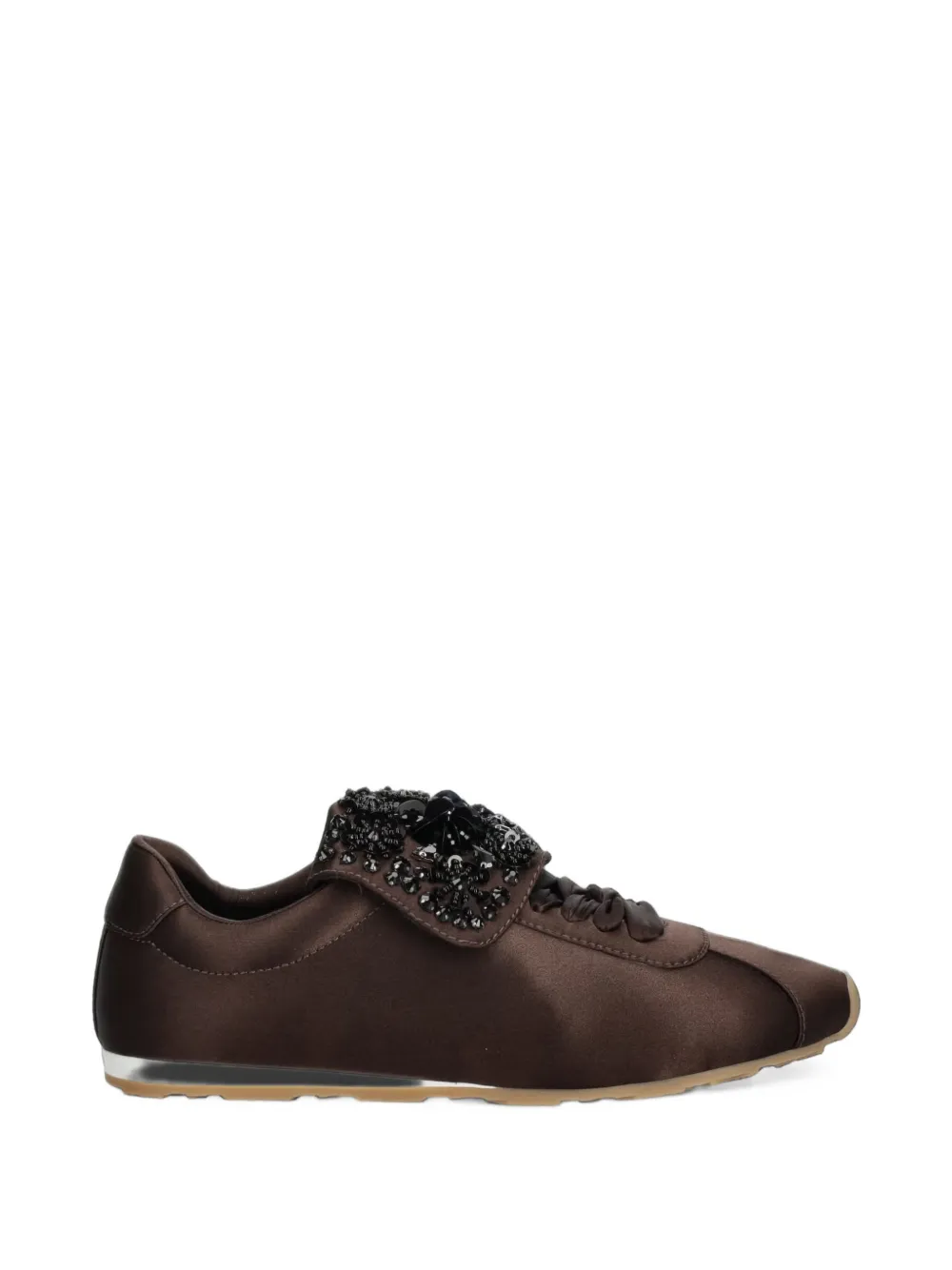 Jeffrey Campbell Shelter bead-embellished satin sneakers - Marron Jeffrey Campbell Shelter bead-embellished satin sneakers - Marron