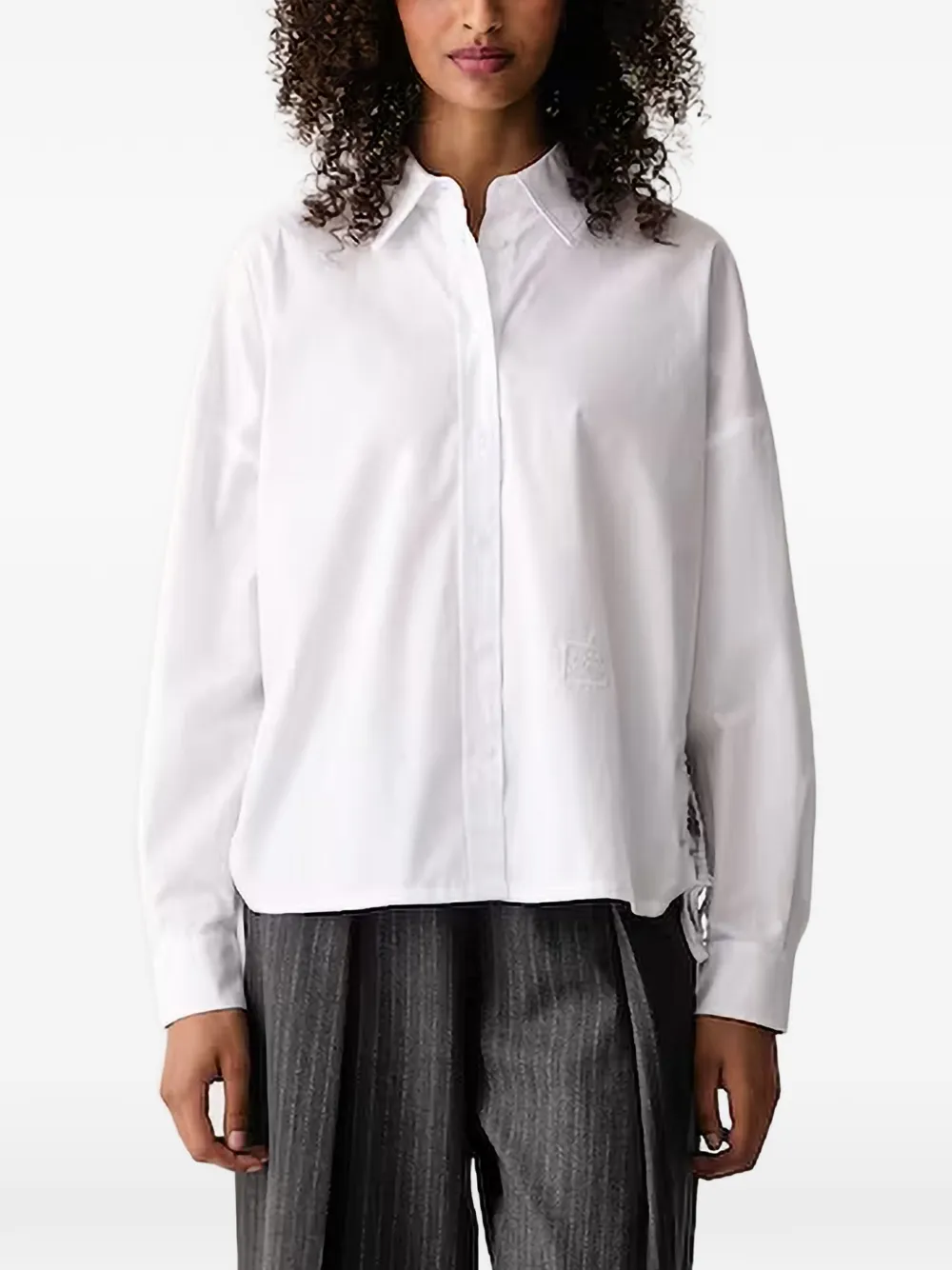 Joop! logo-patch drawstring-side shirt - Blanc