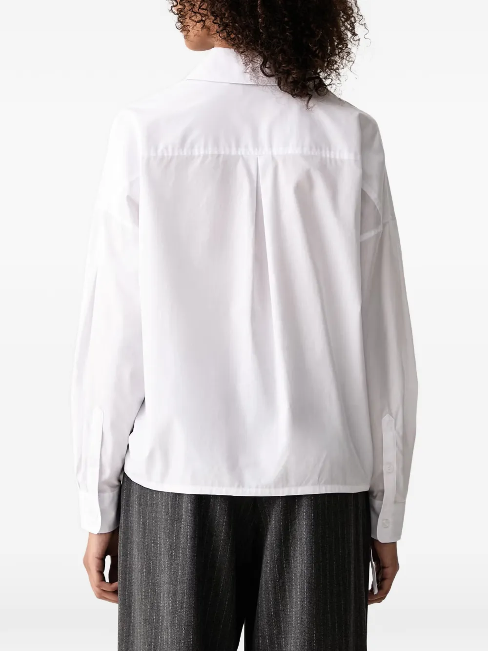 Joop! Blouse met trekkoord aan de zijkant en logo-patch Wit