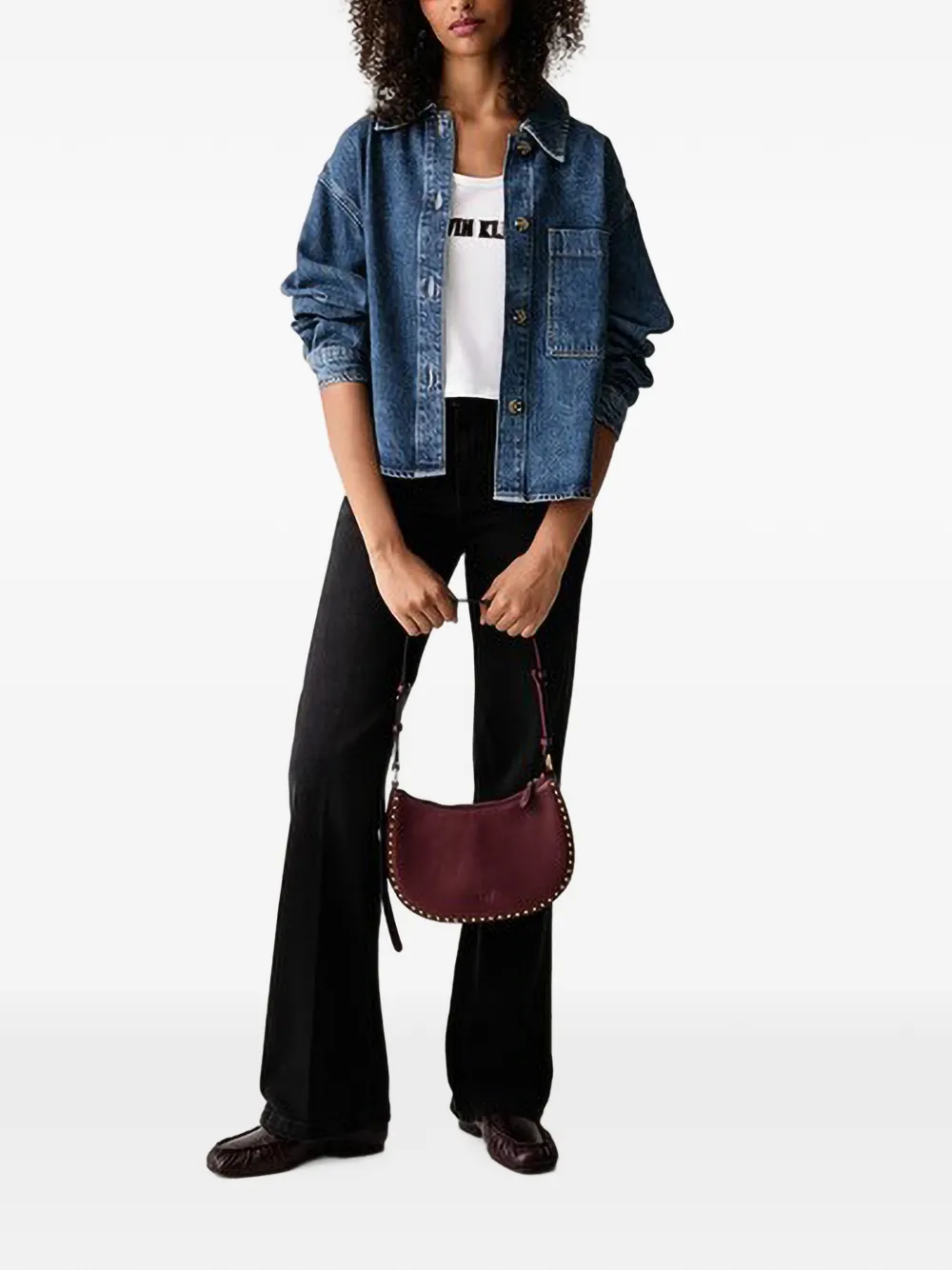 Joop! logo-patch bootcut jeans Grijs