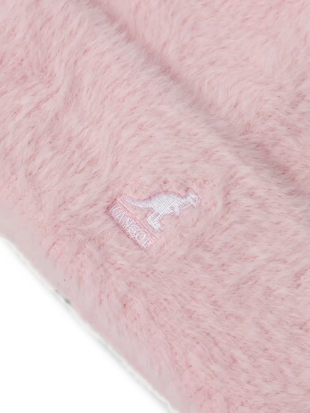 Kangol logo-embroidered faux-fur beanie hat Roze