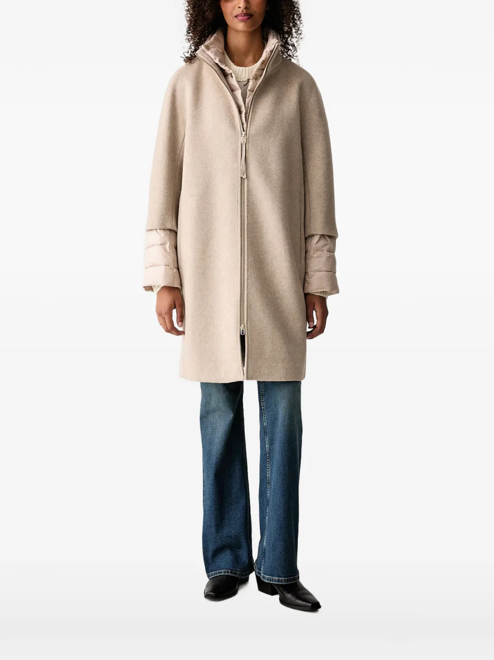 Joop! layered zip-up coat - Neutrals