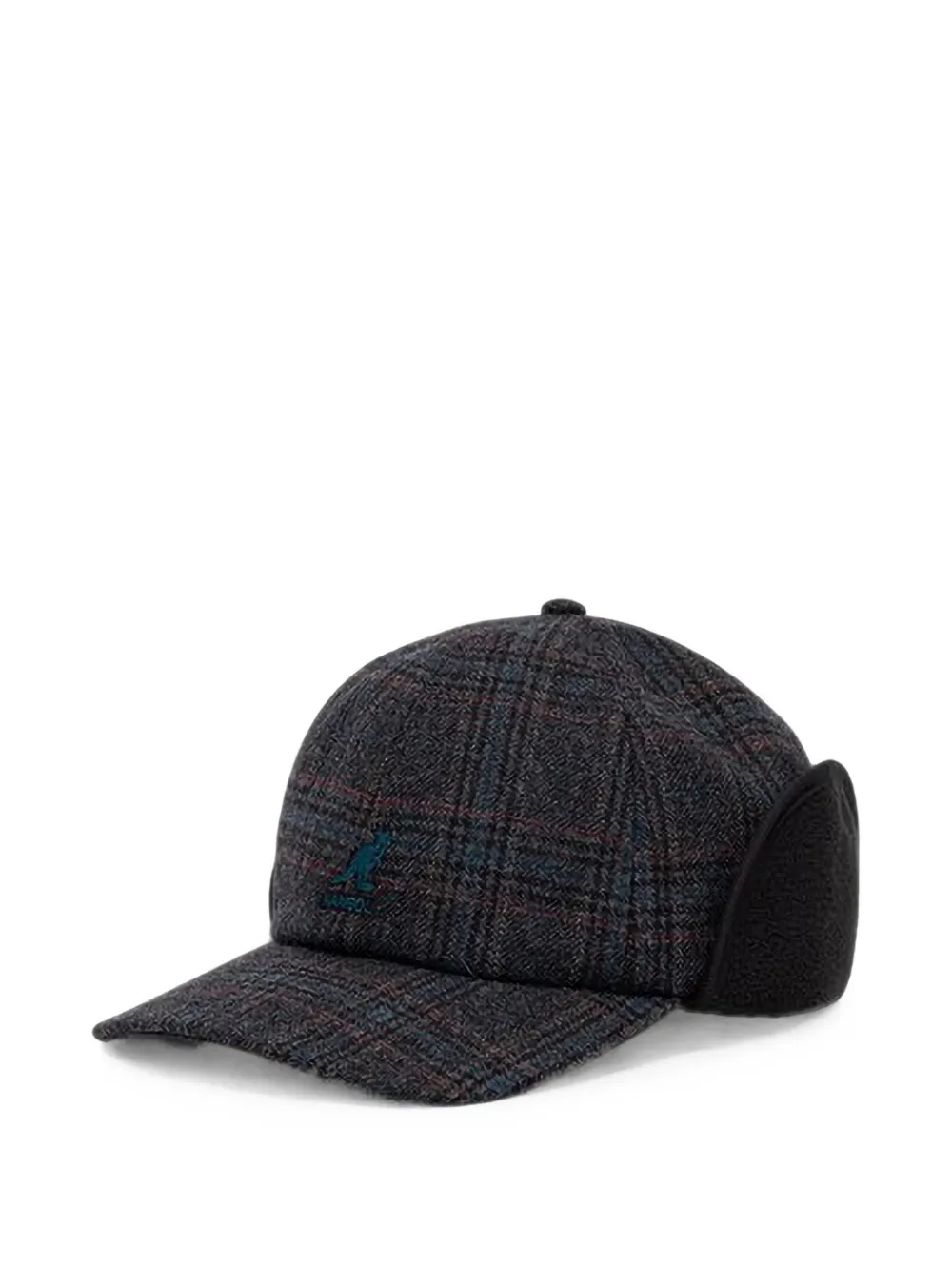 Kangol Check Ear-flap Cap In Black