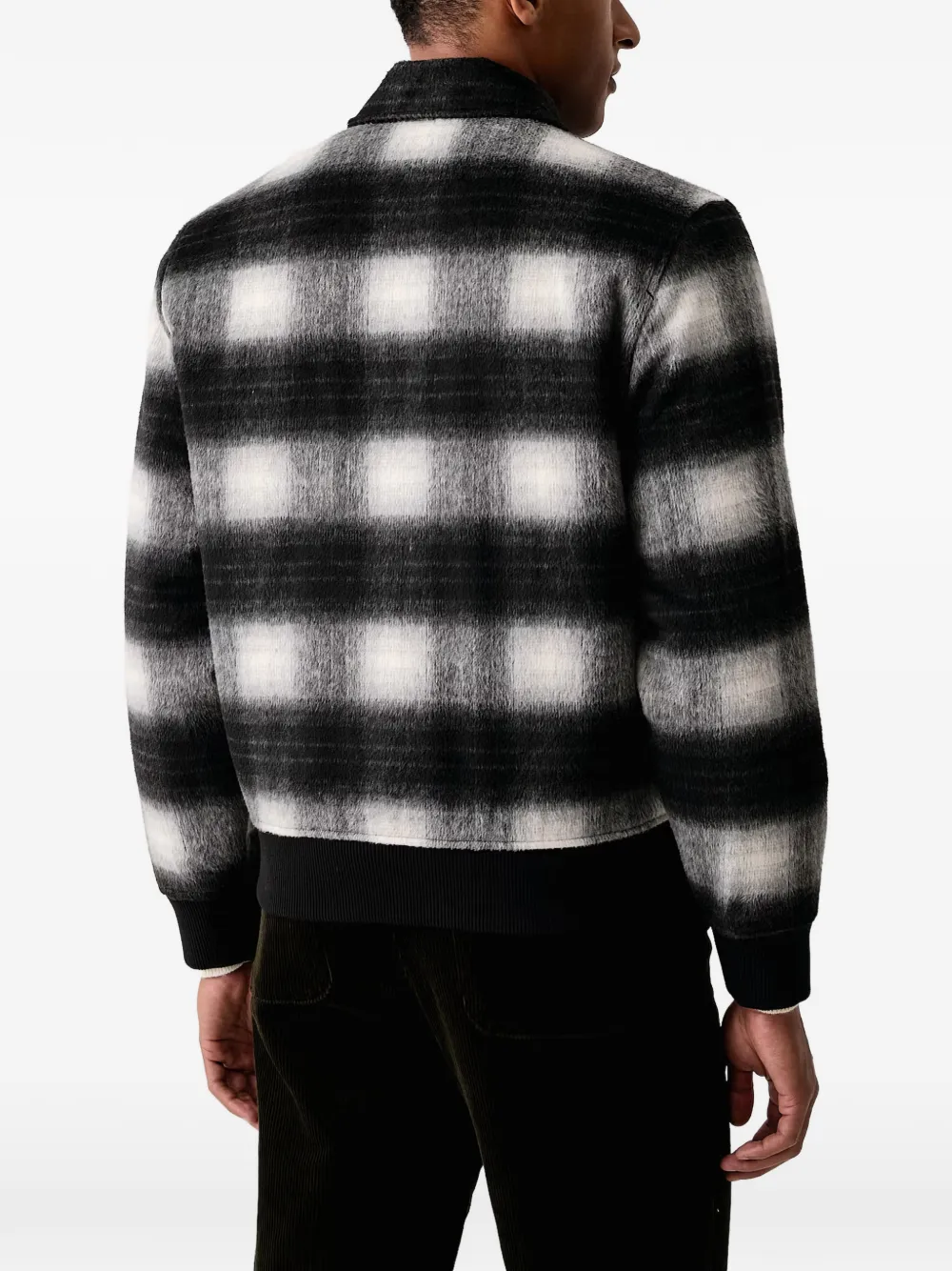 Les Deux check-pattern bomber jacket Zwart