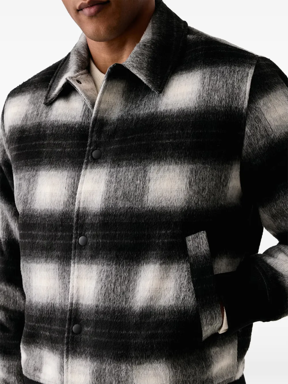 Les Deux check-pattern bomber jacket Zwart
