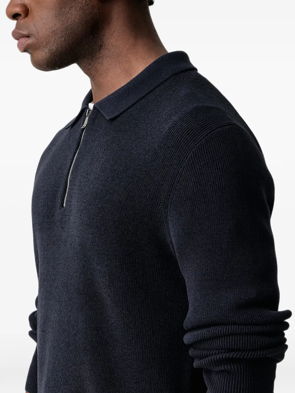 Joop! Geribbeld poloshirt met kwartrits Blauw