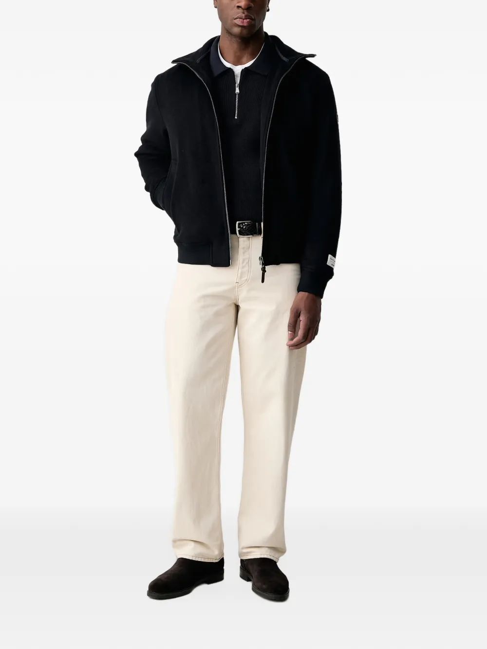 Joop! Geribbeld poloshirt met kwartrits Blauw