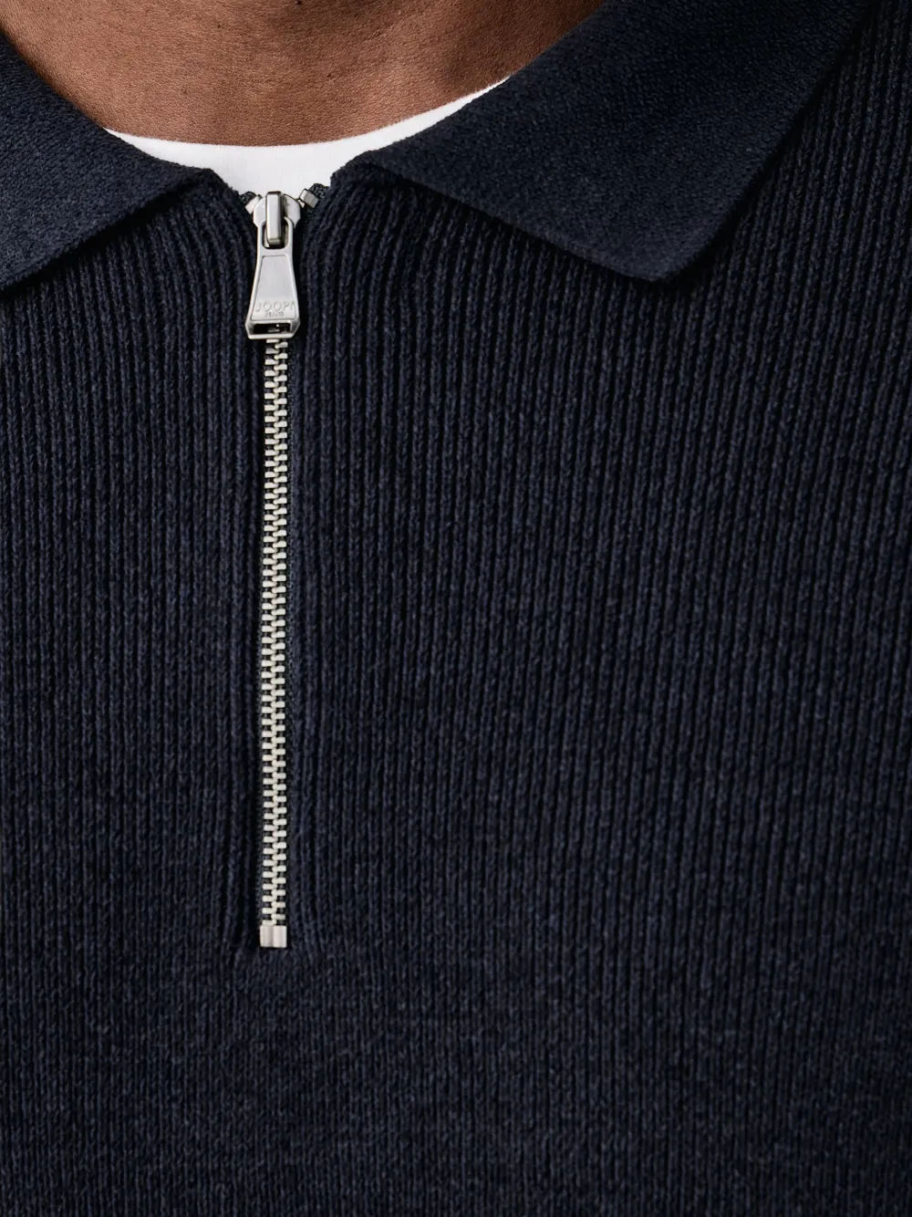 Joop! Geribbeld poloshirt met kwartrits Blauw