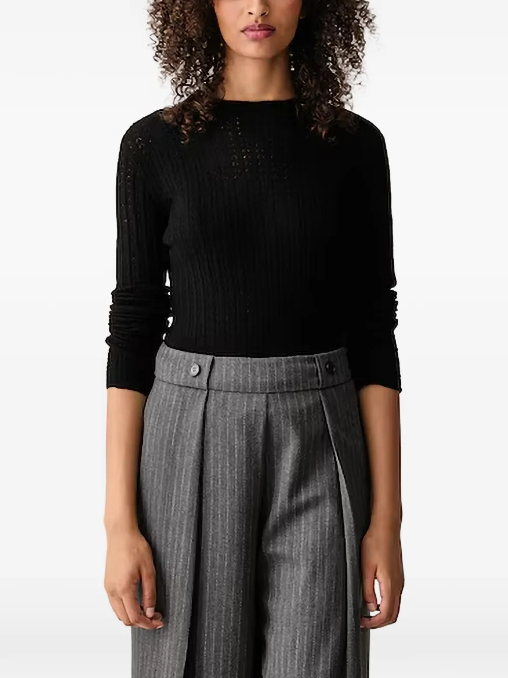 Joop Cable-knit Boat-neck Sweater In Black