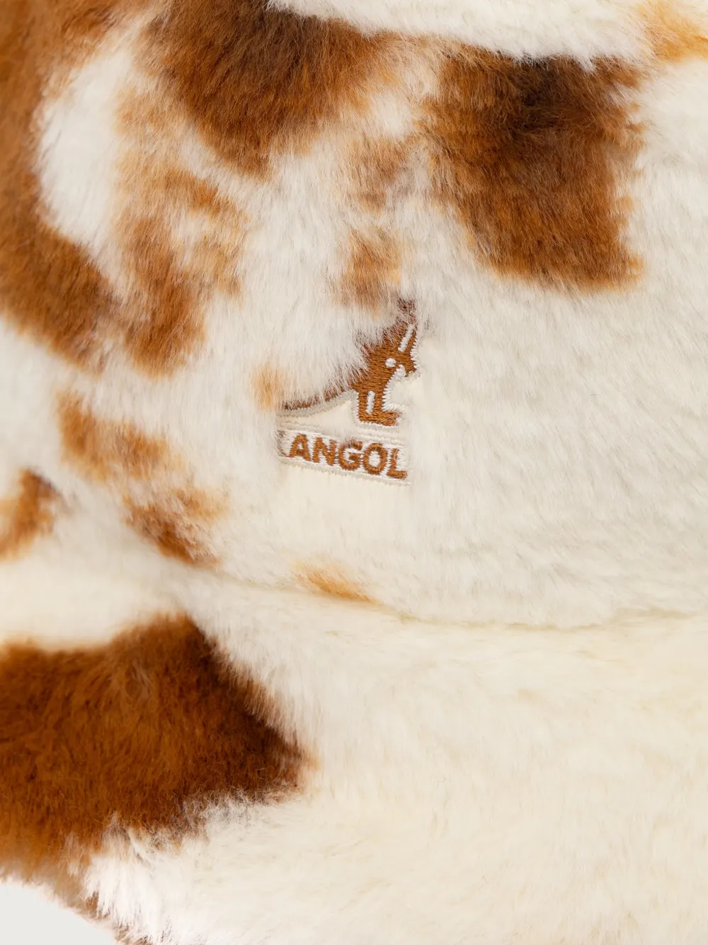 Kangol cow-print faux-fur bucket hat Beige