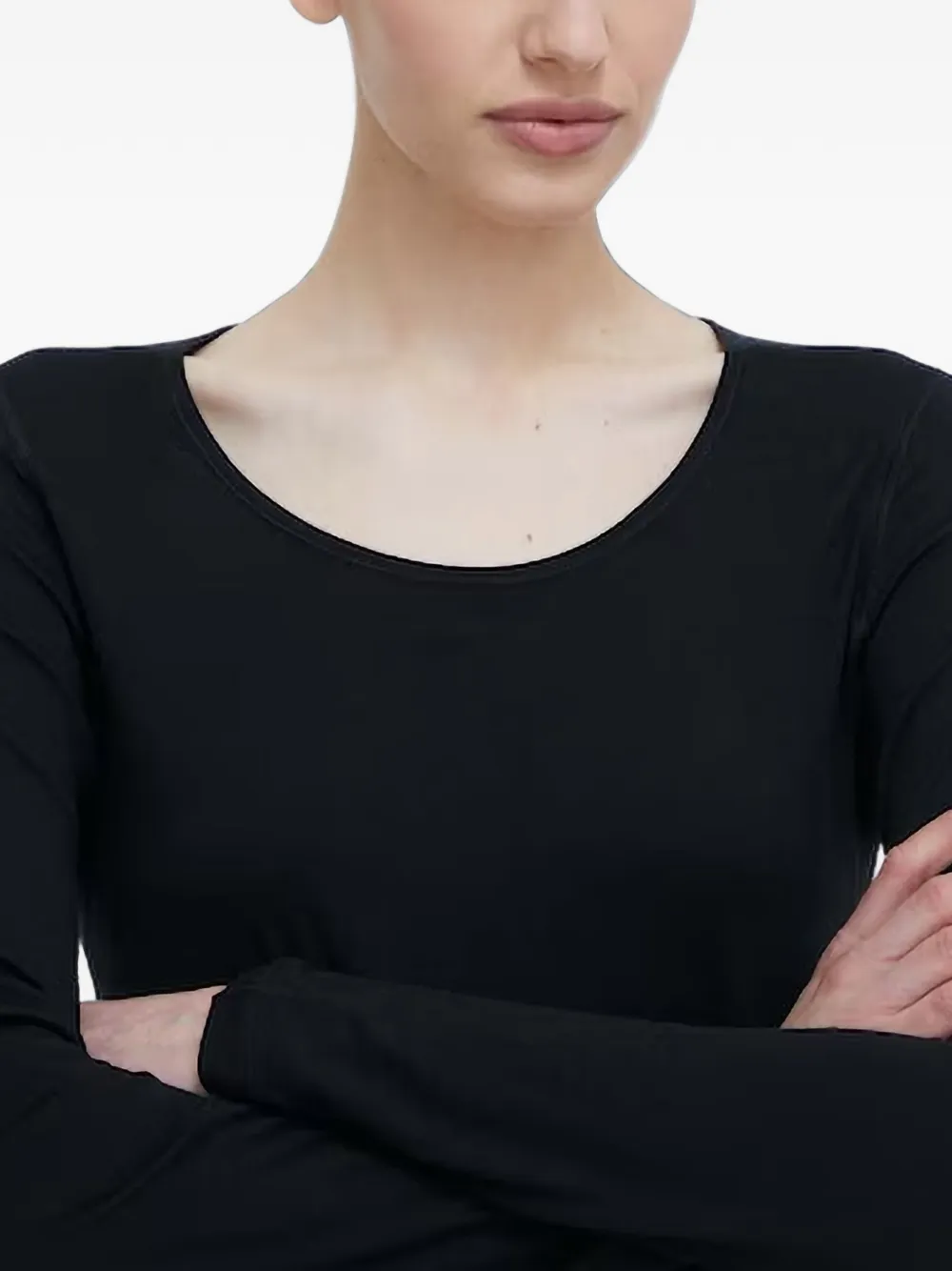 icebreaker 200 Oasis scoop-neck embroidered-logo base layer Zwart