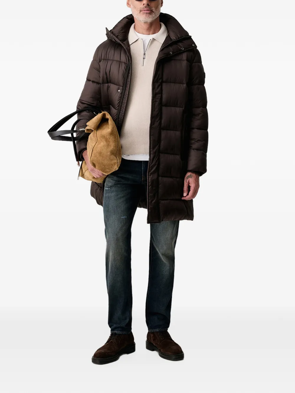 Joop! half-zip ribbed-knit sweater Beige