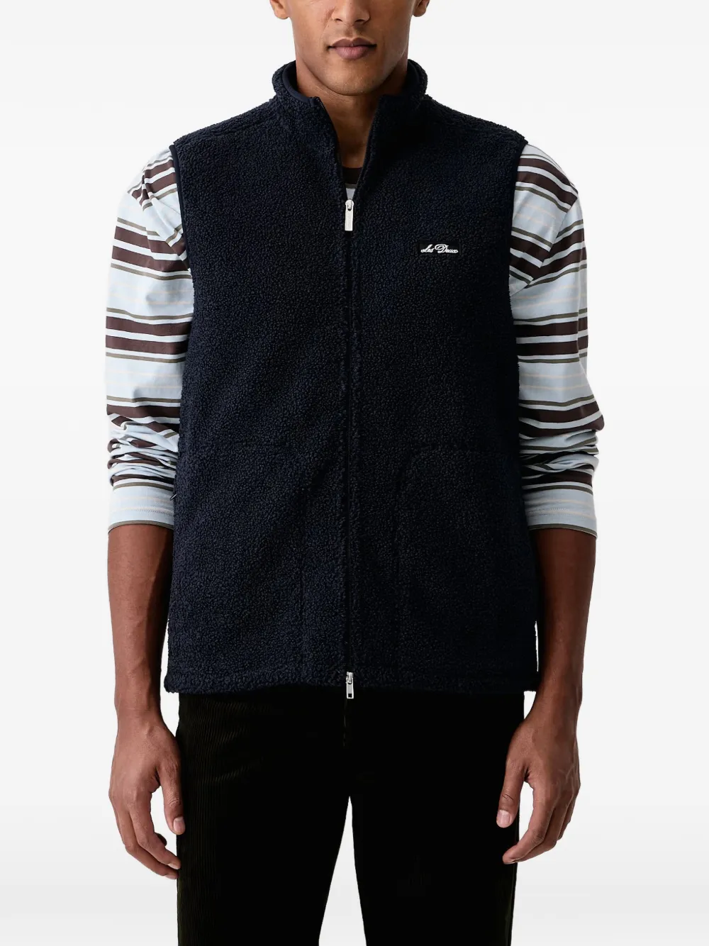 Les Deux logo-patch fleece vest
