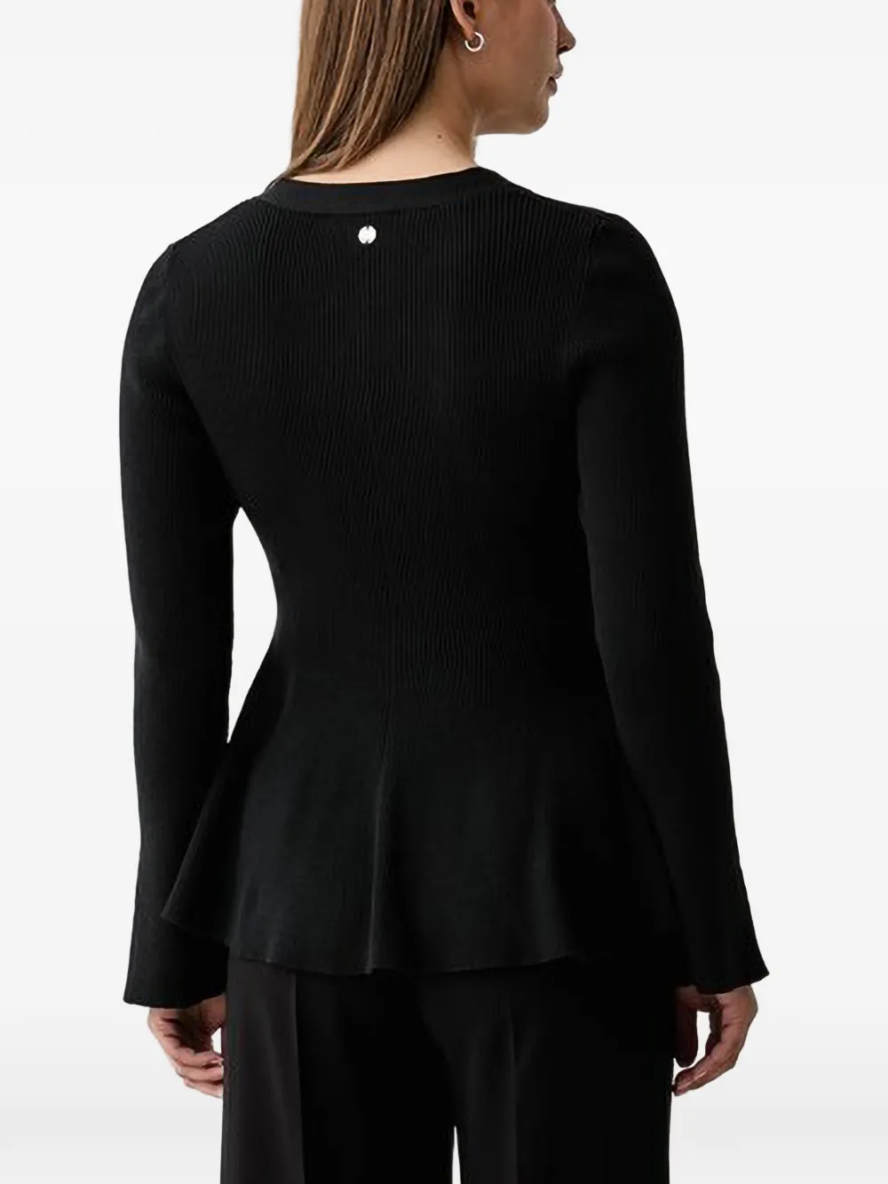 Joseph Ribkoff Ribgebreid peplum vest Zwart