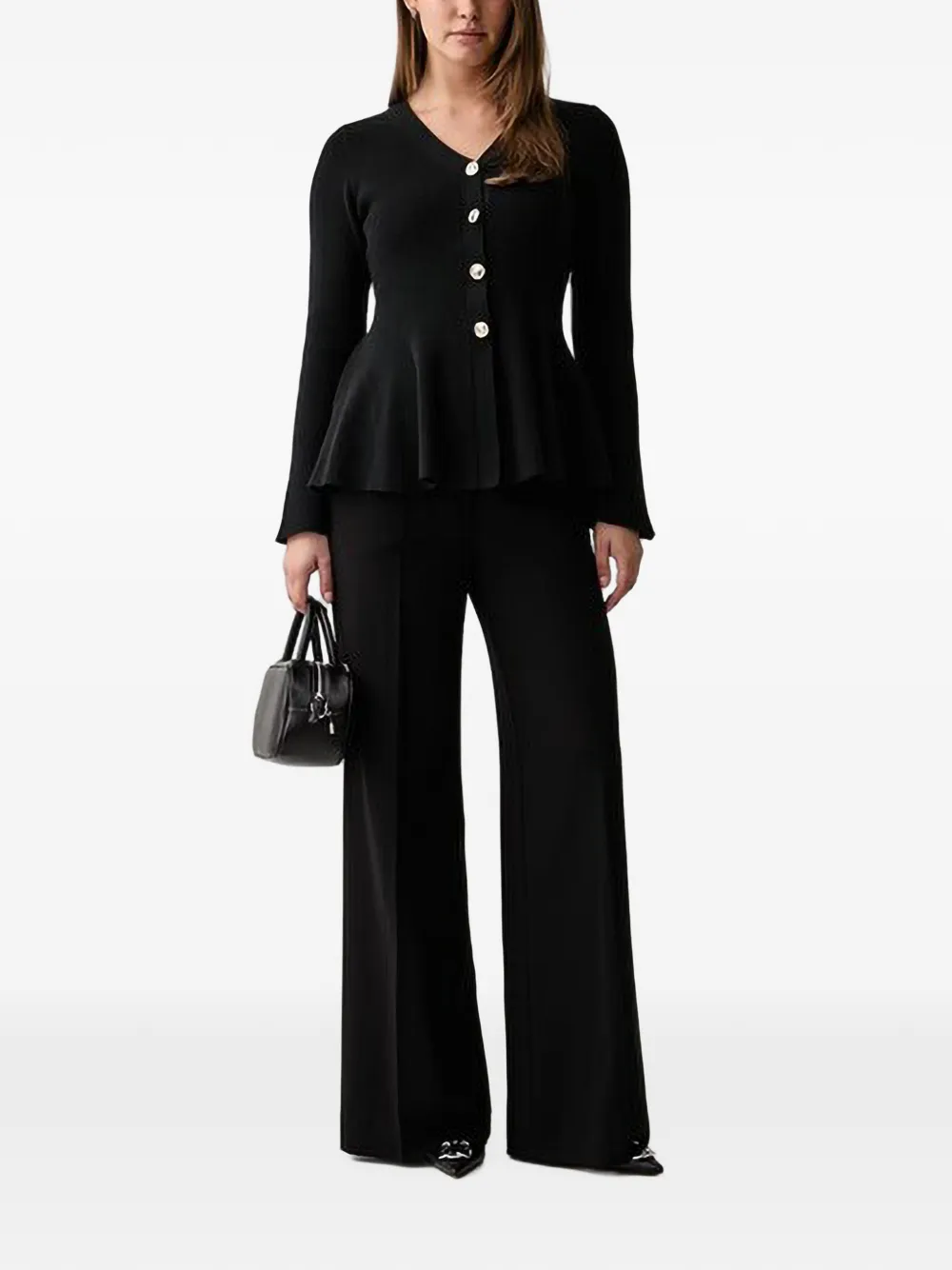 Joseph Ribkoff Ribgebreid peplum vest Zwart