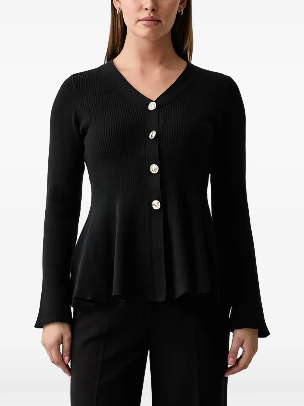 Joseph Ribkoff ribbed-knit peplum cardigan - Nero