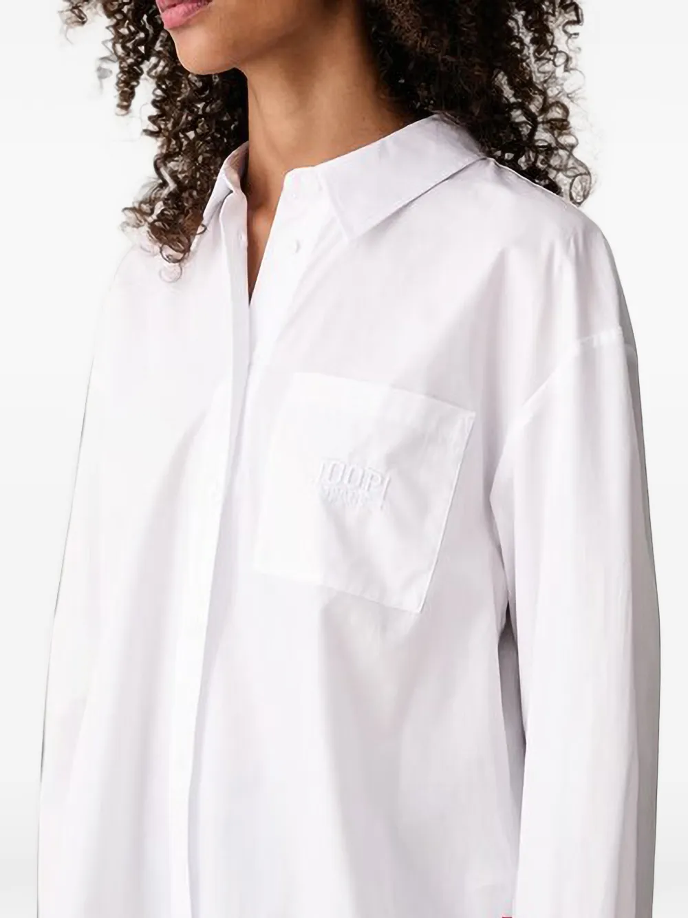 Joop! Blouse met geplooide achterkant en geborduurd logo Wit