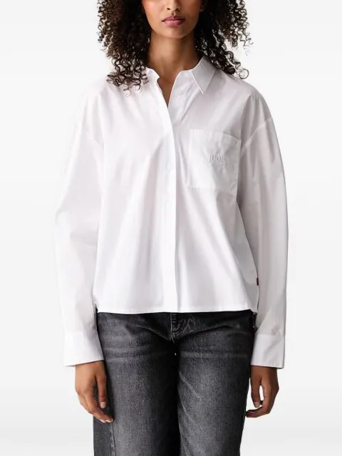 Joop! logo-embroidered pleated-back shirt