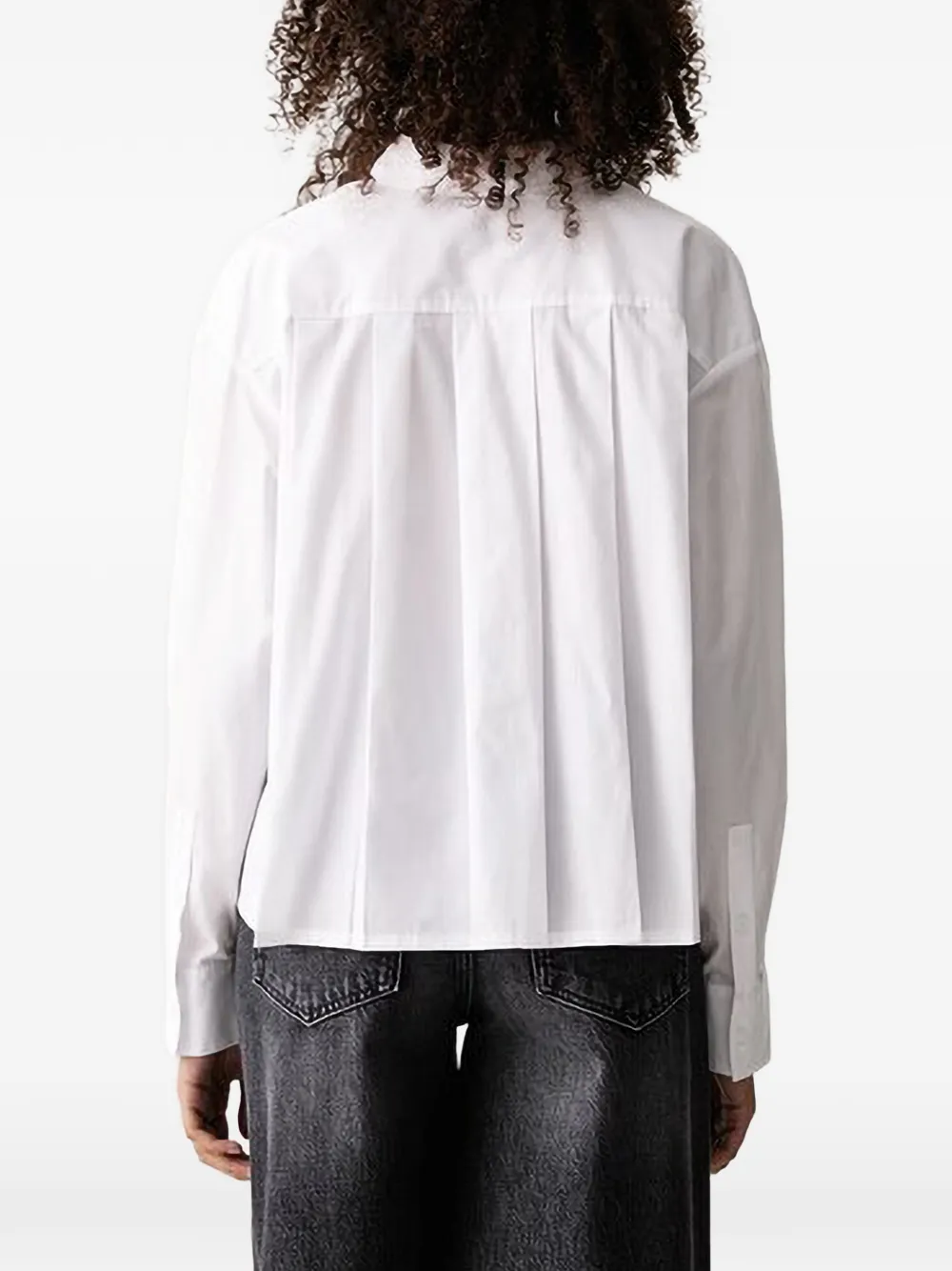 Joop! Blouse met geplooide achterkant en geborduurd logo Wit