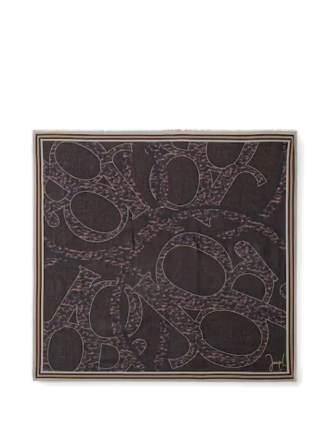 Joop! logo-print fringed scarf