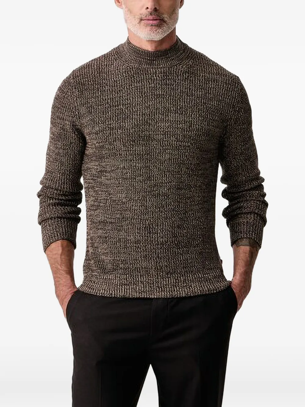 Joop! textured mock-neck sweater - Marron
