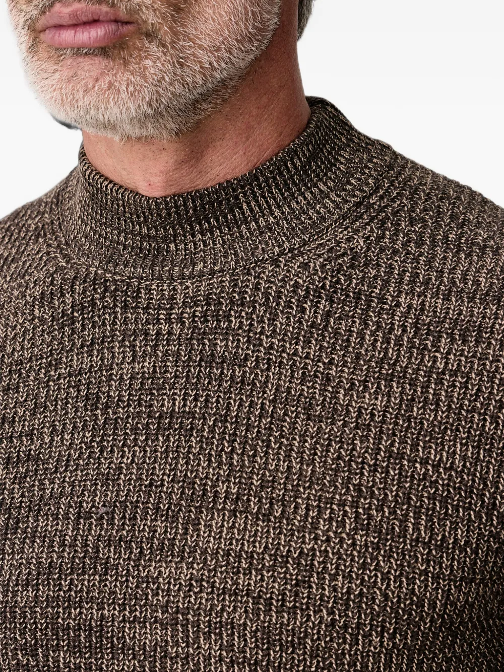 Joop! textured mock-neck sweater Bruin