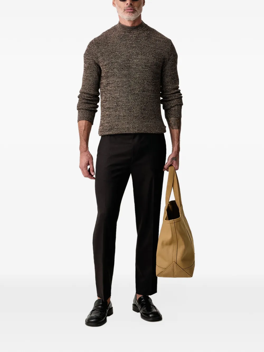 Joop! textured mock-neck sweater Bruin