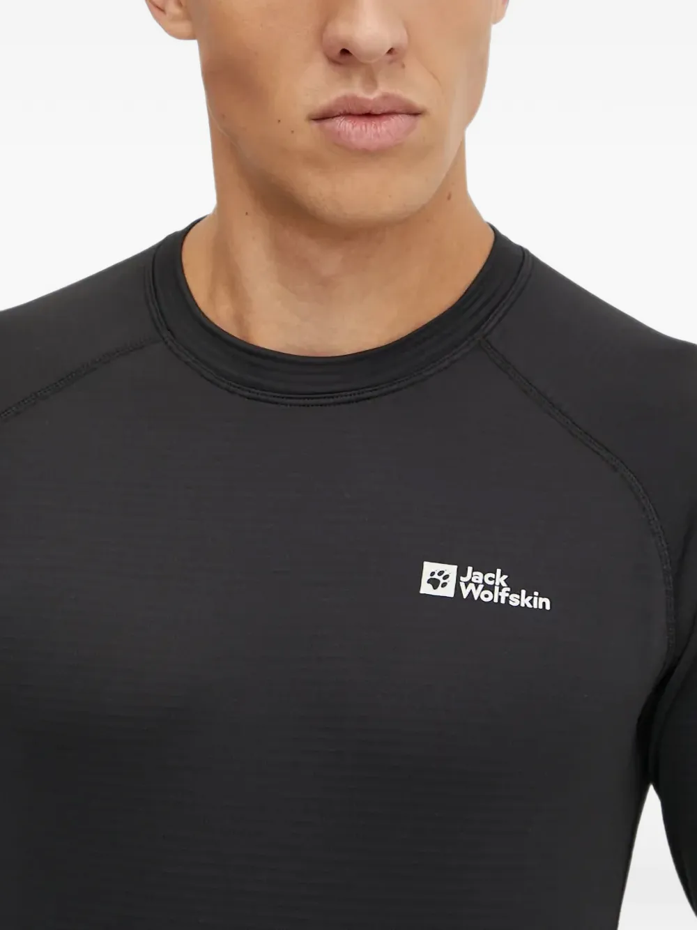JACK WOLFSKIN Infinite Warm raglan-sleeve logo-print base layer Zwart