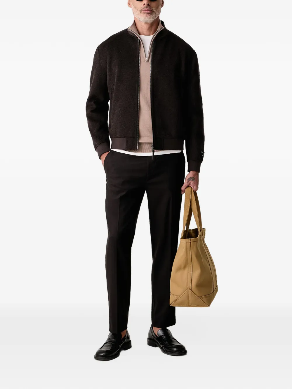 Joop! logo-patch bomber jacket Bruin
