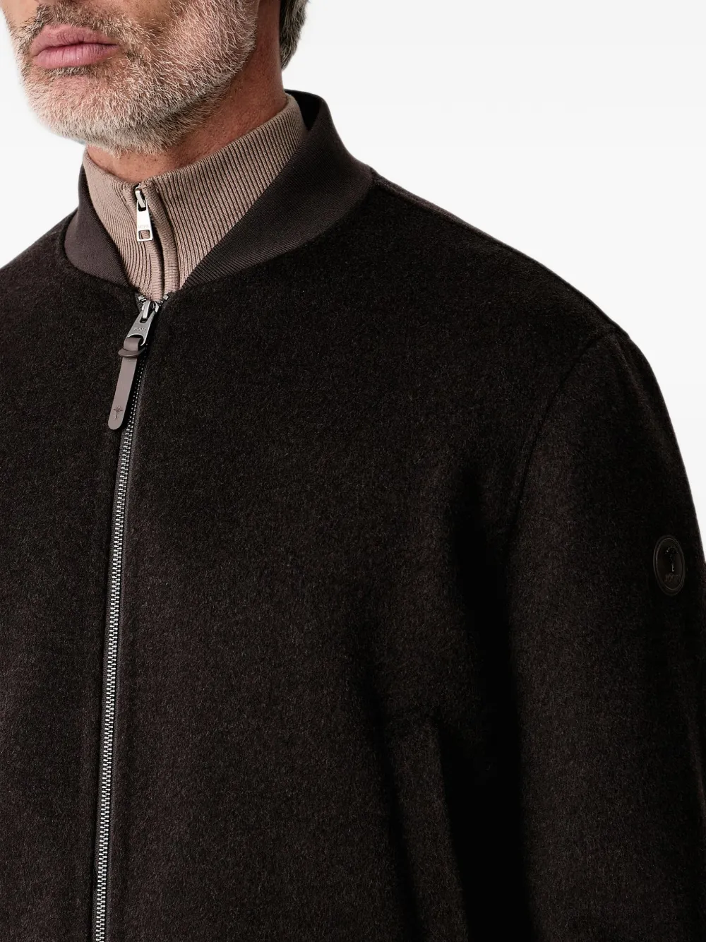 Joop! logo-patch bomber jacket Bruin