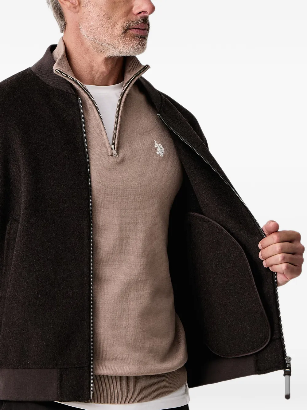 Joop! logo-patch bomber jacket Bruin