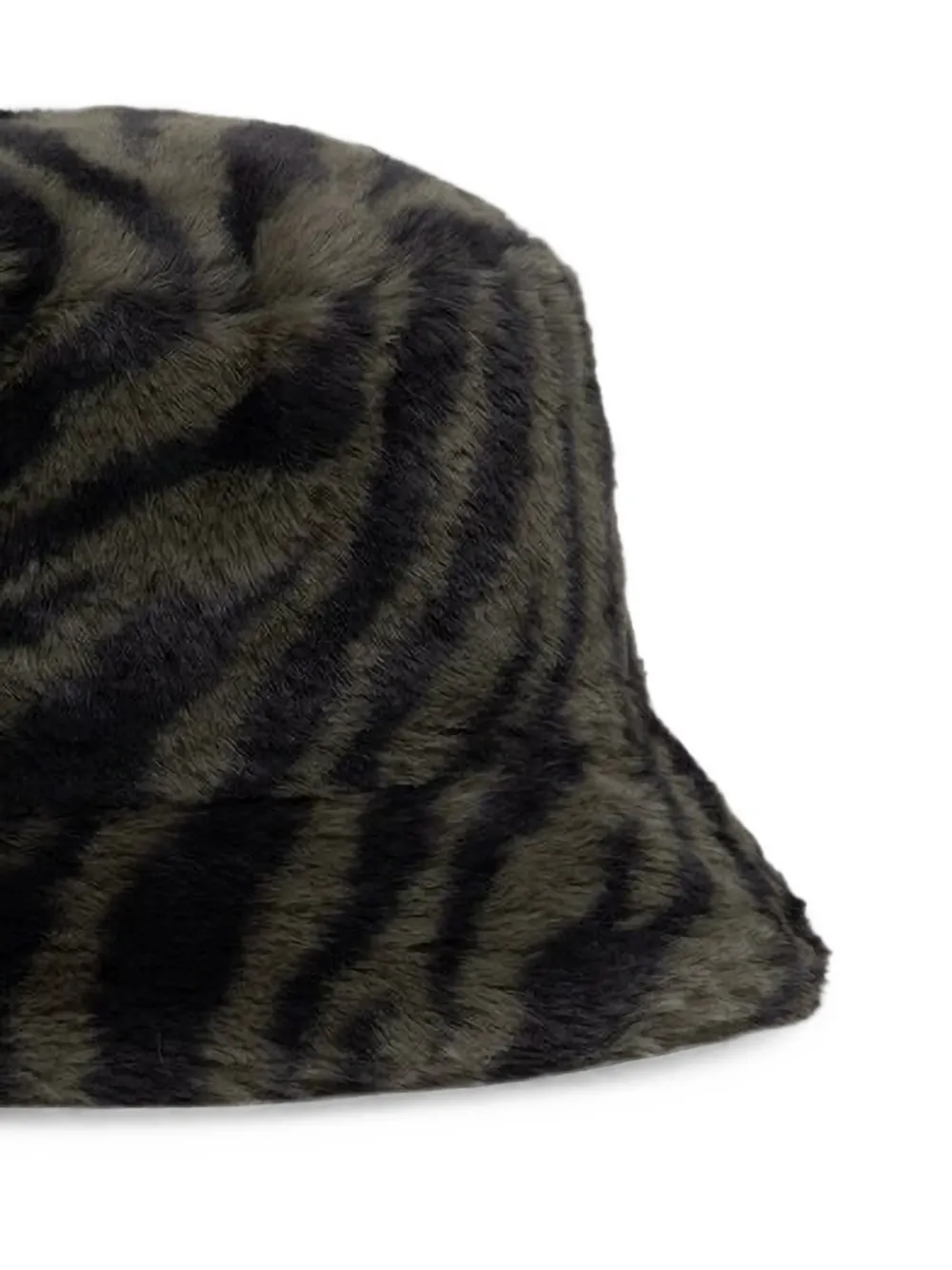 Kangol tiger-print faux-fur bucket hat Groen