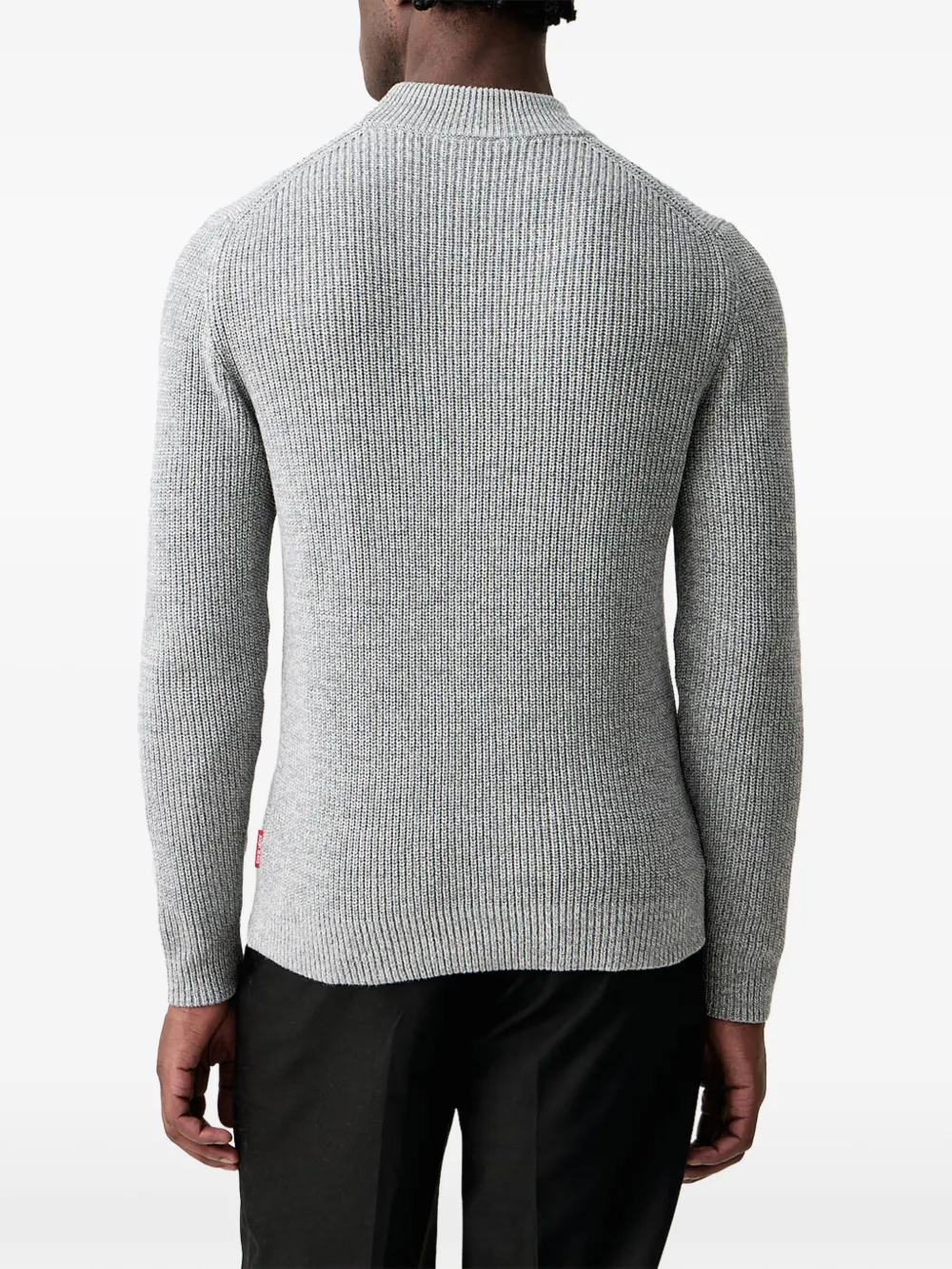 Joop! ribbed-knit mock-neck sweater Grijs