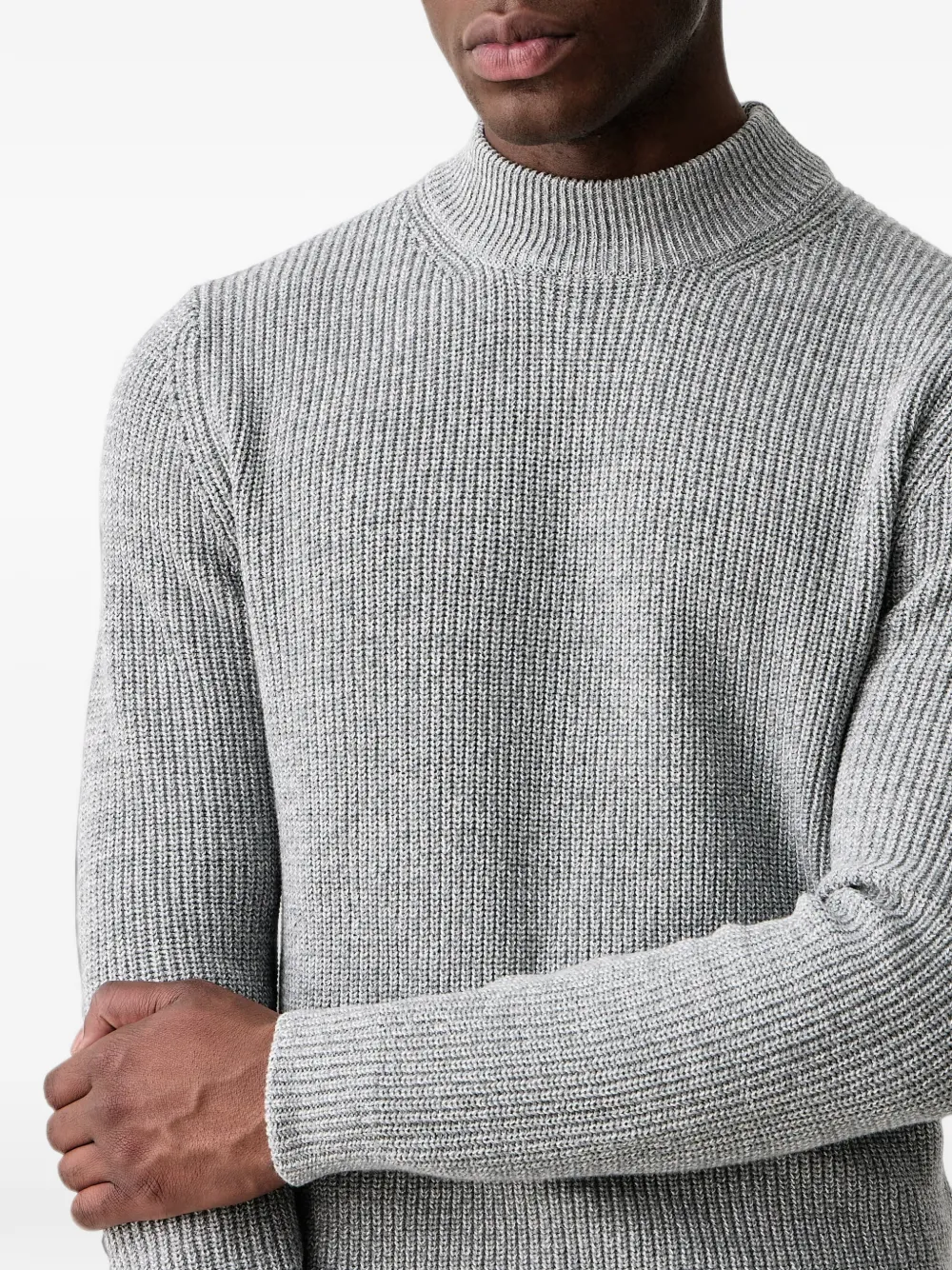 Joop! ribbed-knit mock-neck sweater Grijs