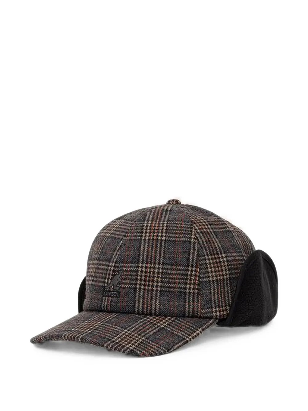 Kangol Check-pattern Ear-flap Cap In Brown