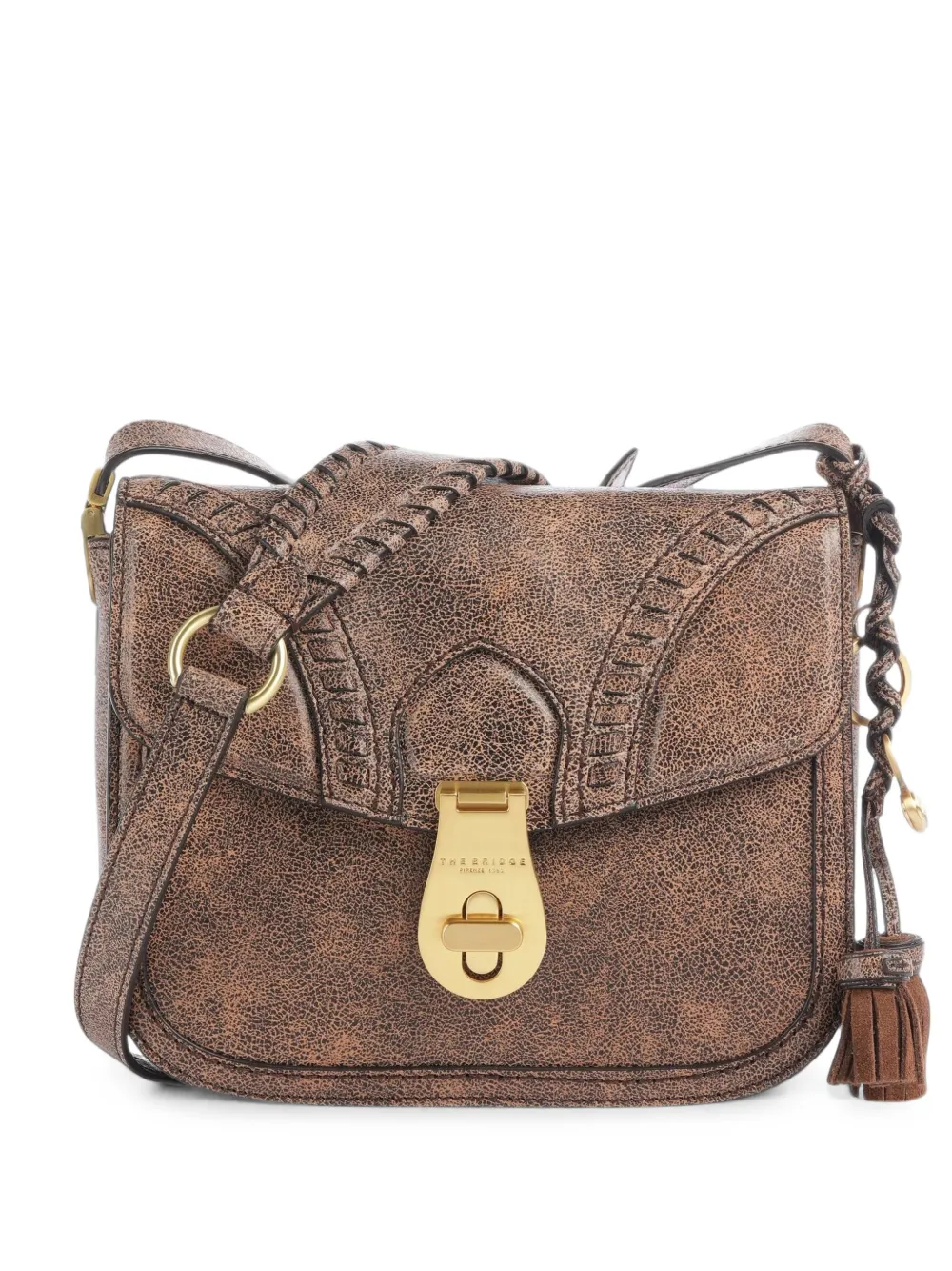The Bridge Mia Wow whipstitch-trim crossbody bag - Marrone