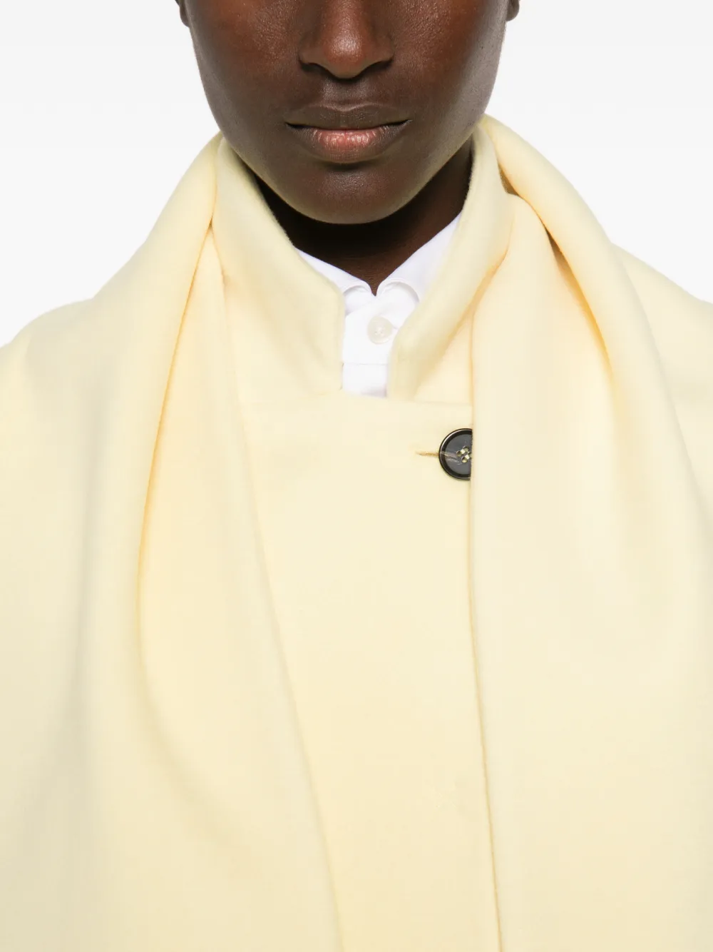 MSGM scarf-detail single-breasted coat Geel