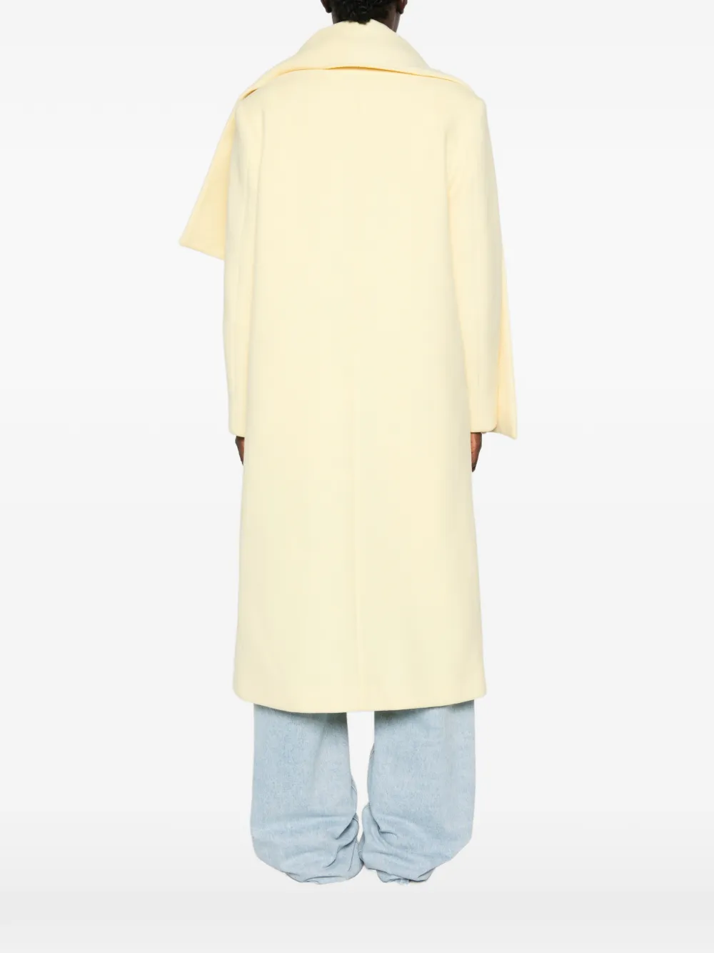 MSGM scarf-detail single-breasted coat Geel