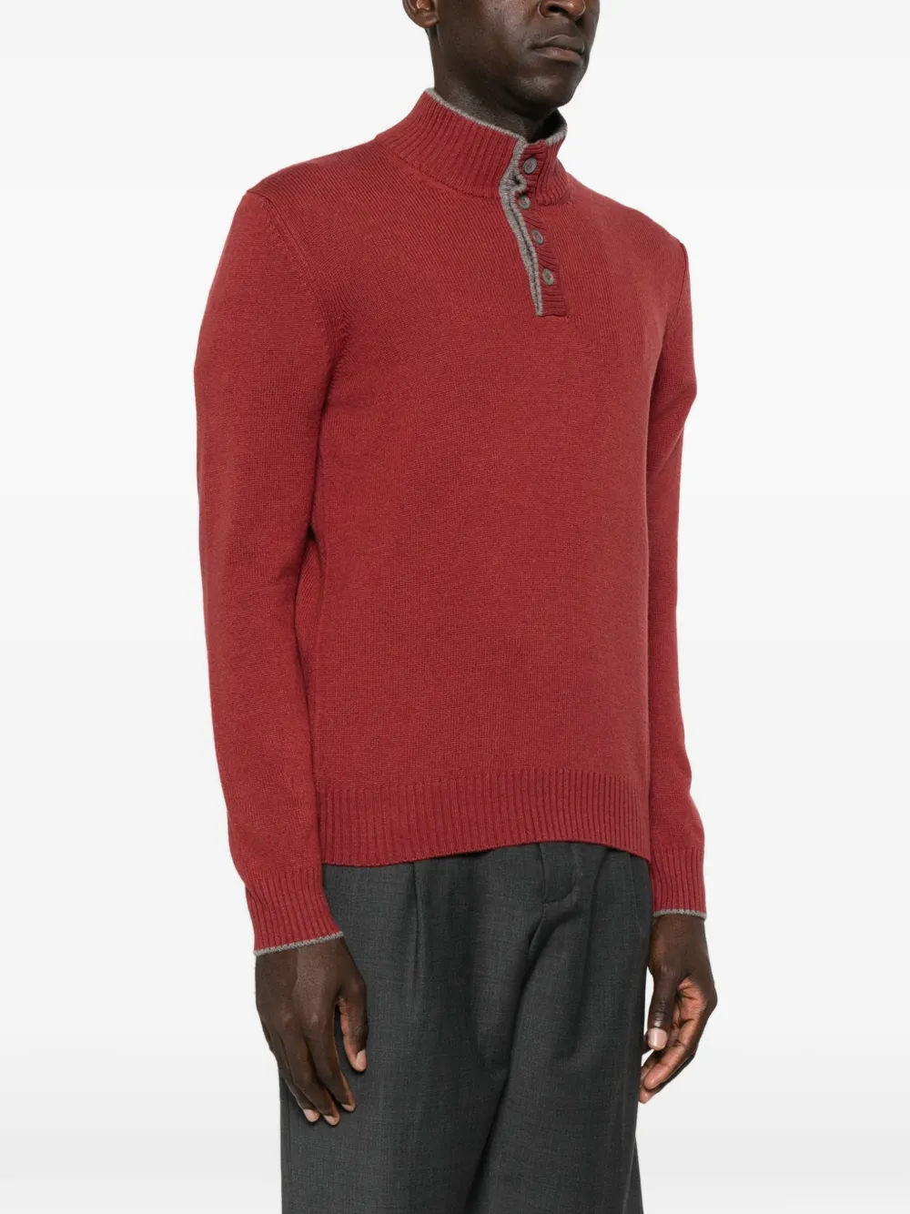 Gran Sasso Poloshirt met geribbelde afwerking en knopenbies Rood