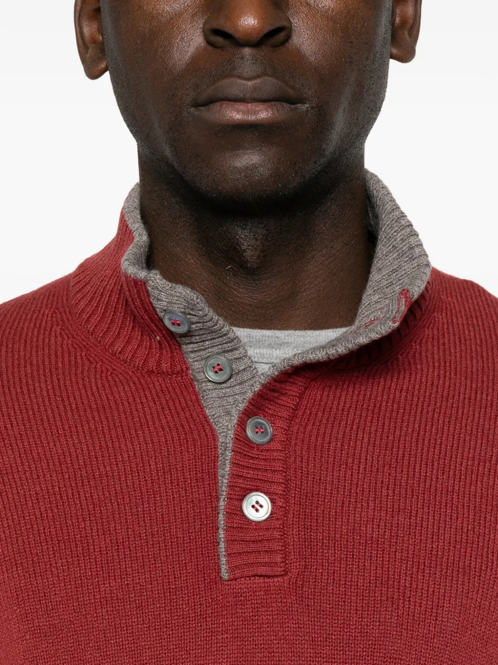 Gran Sasso Poloshirt met geribbelde afwerking en knopenbies Rood