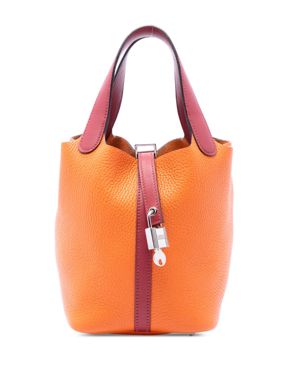 Hermès Pre-Owned Borsa a mano Picotin Lock 18 in pelle Clemence e Swift bicolore 2016 - Arancione
